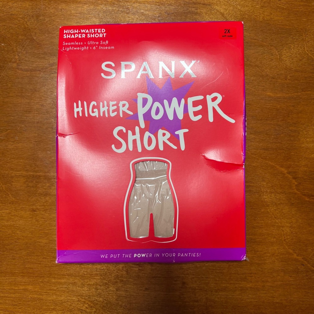 Spanx Higher Power Short Women 2X Soft Nude High Waisted Shaper 6" Inseam